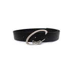Ceinture noire en similicuir PU simple avec boucle ardillon métallique