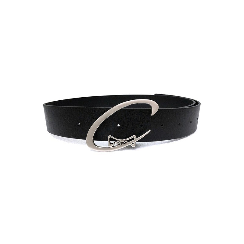 Ceinture noire en similicuir PU simple avec boucle ardillon métallique
