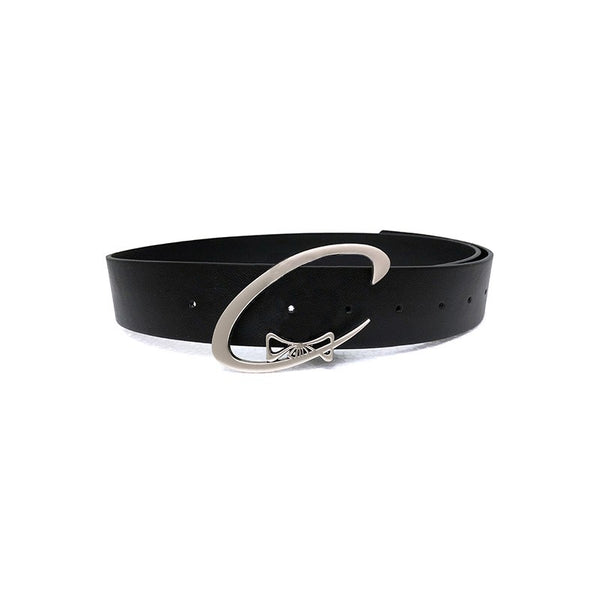 Ceinture noire en similicuir PU simple avec boucle ardillon métallique
