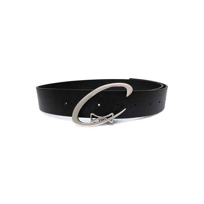 Ceinture noire en similicuir PU simple avec boucle ardillon métallique Hover Image