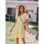 Robe d'été ample en coton et lin pour femme
