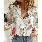 Chemise en lin et coton lavé à manches longues boutonnée pour femme