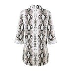 Chemise décontractée ample à manches trois-quarts imprimé léopard pour femme