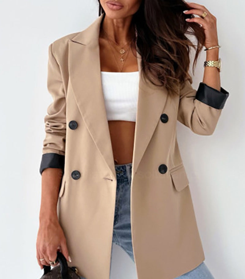 Blazer ample et décontracté beige pour femme