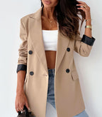 Blazer ample et décontracté beige pour femme