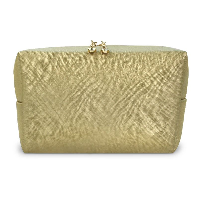 Trousse de Maquillage Octogonale Carrée en Cuir PU, Design Simple