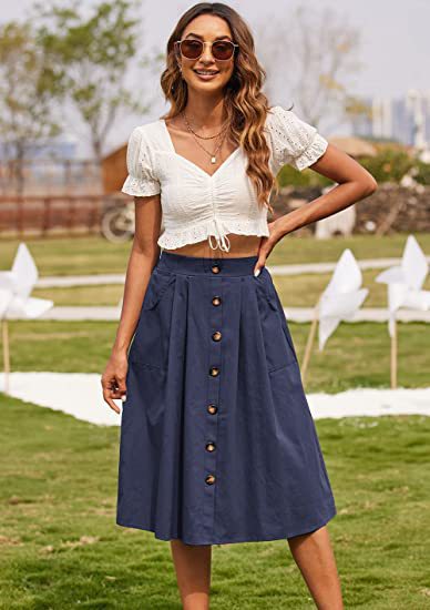 Jupe Décontractée Bouton Vêtements Femme