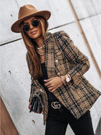 Veste imprimée à col blazer, à manches longues et à double boutonnage