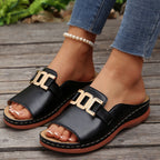 Sandales compensées Ins Chain Chaussures d'été à plateforme pour femme Sandales à bout ouvert Épaisses Chaussures romaines