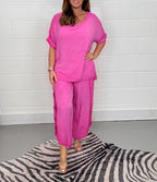 European And American Summer New Product Set Fashion Solid Color Loose Leisure Suit