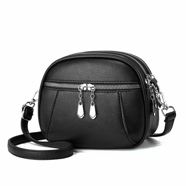 Sac à bandoulière rond de petite taille de couleur unie, à la mode, multi-poches, grande capacité, pour femmes Main Image