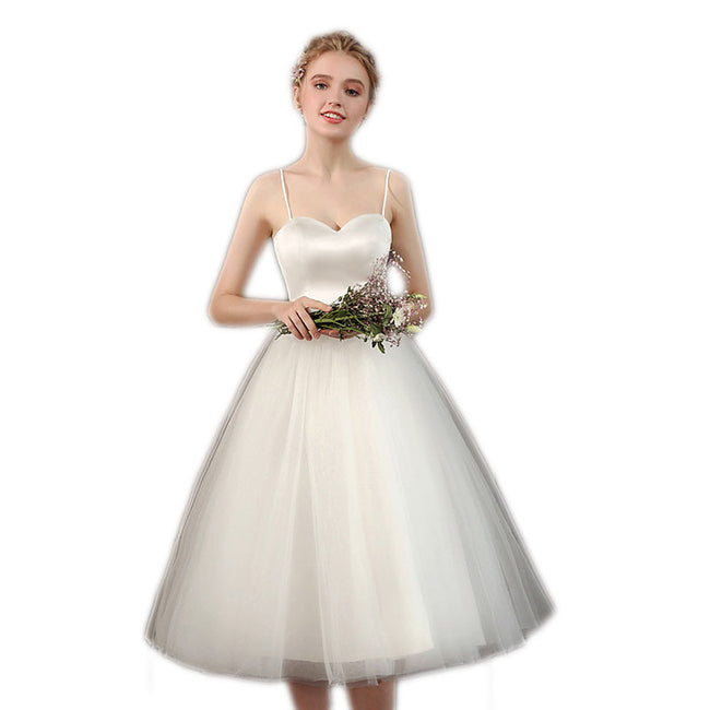 White Wedding Sling Short Photo Light Wedding Dress Graduation Season Photo Shoot Girl Main Image