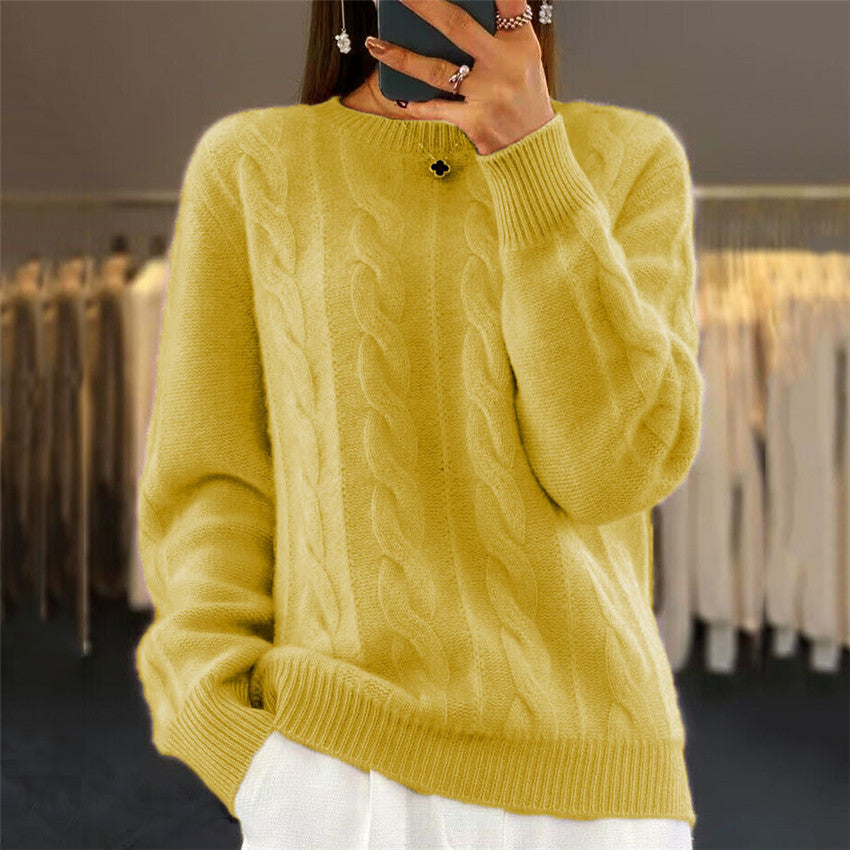 Chandail pull en tricot torsadé rétro à la mode pour femme