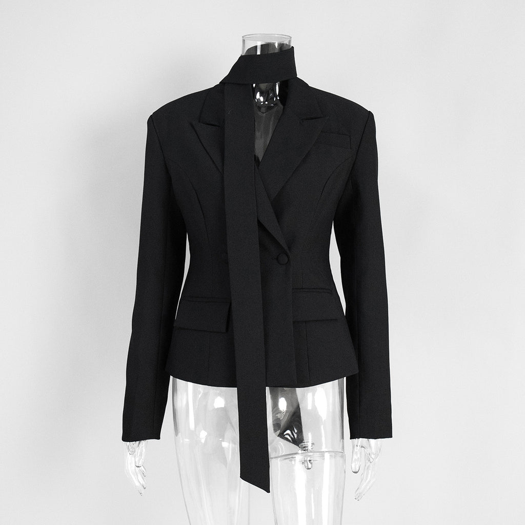 Nouveau blazer femme automne-hiver avec ceinture à nouer