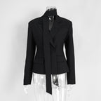 Nouveau blazer femme automne-hiver avec ceinture à nouer