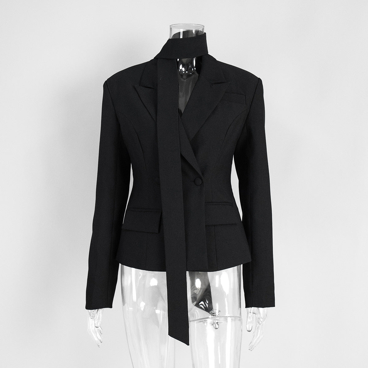 Nouveau blazer femme automne-hiver avec ceinture à nouer