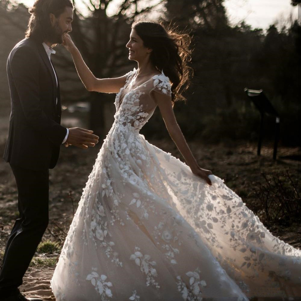 Robe de mariée blanche en dentelle pour femme