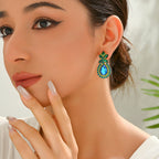 Boucles d'oreilles clous en forme de goutte, incrustées de strass multicolores étincelants, pour femme, luxueuses, élégantes, idéales pour les fêtes, bals de promo, ou comme accessoires de bijoux formels