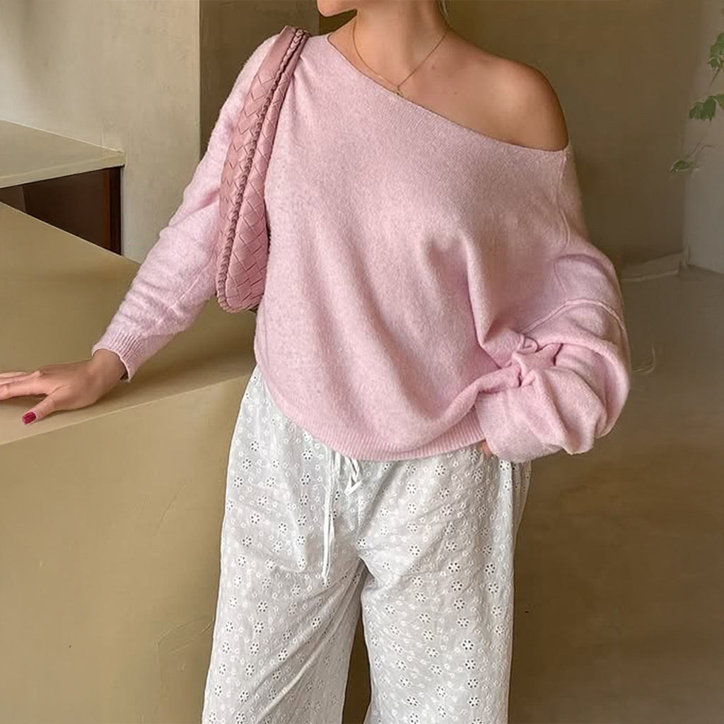 Haut pull en laine décontracté à manches longues pour femme