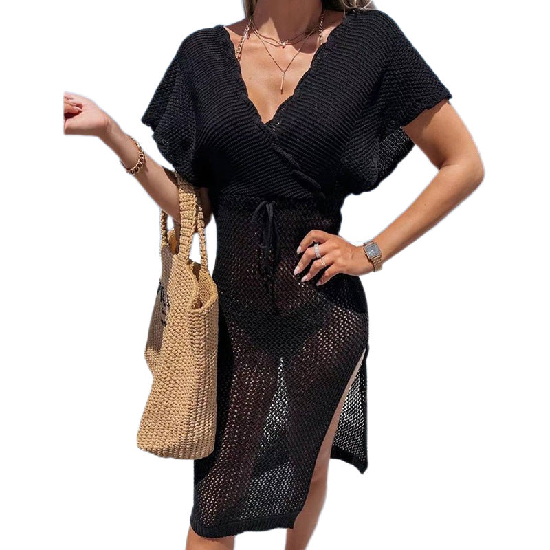 Cache-maillot de plage femme robe de protection solaire ajourée pour vacances en bord de mer
