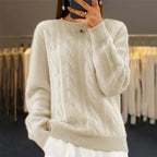 Chandail pull en tricot torsadé rétro à la mode pour femme