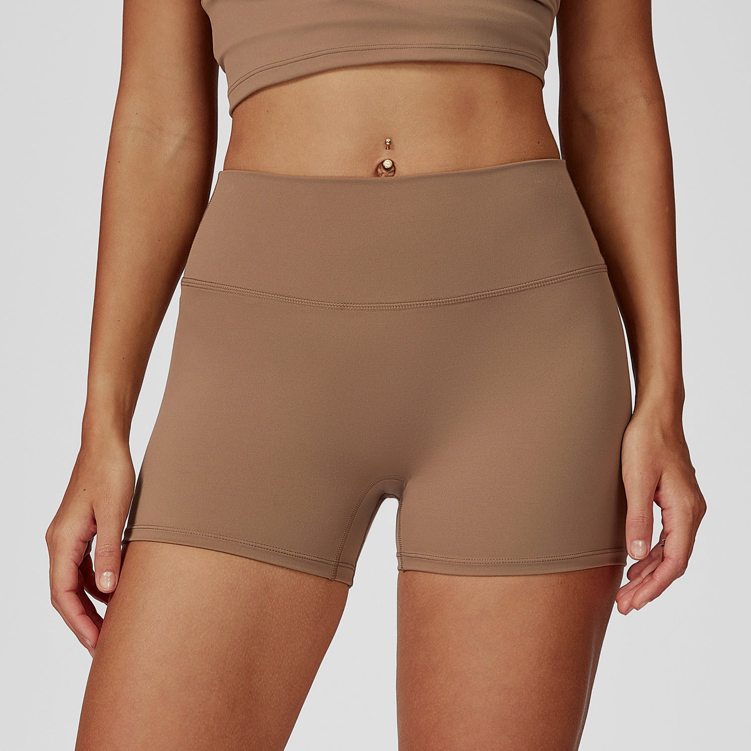 Short de yoga brossé taille haute pour femme