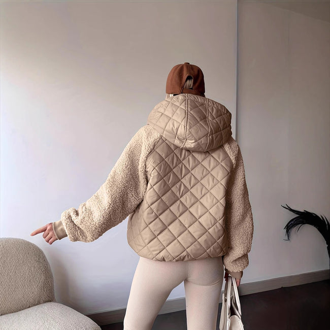 Manteau en coton décontracté zippé à manches longues pour femme Main Image