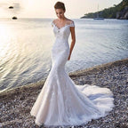 Princess Bride Mermaid Wedding Dress White Trailing Perspective Backless Lace Wedding Dress