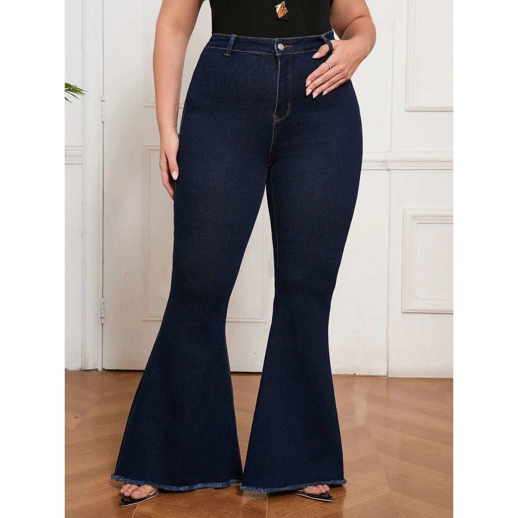 Jeans évasé taille haute grande taille femme à coupe ajustée Sret