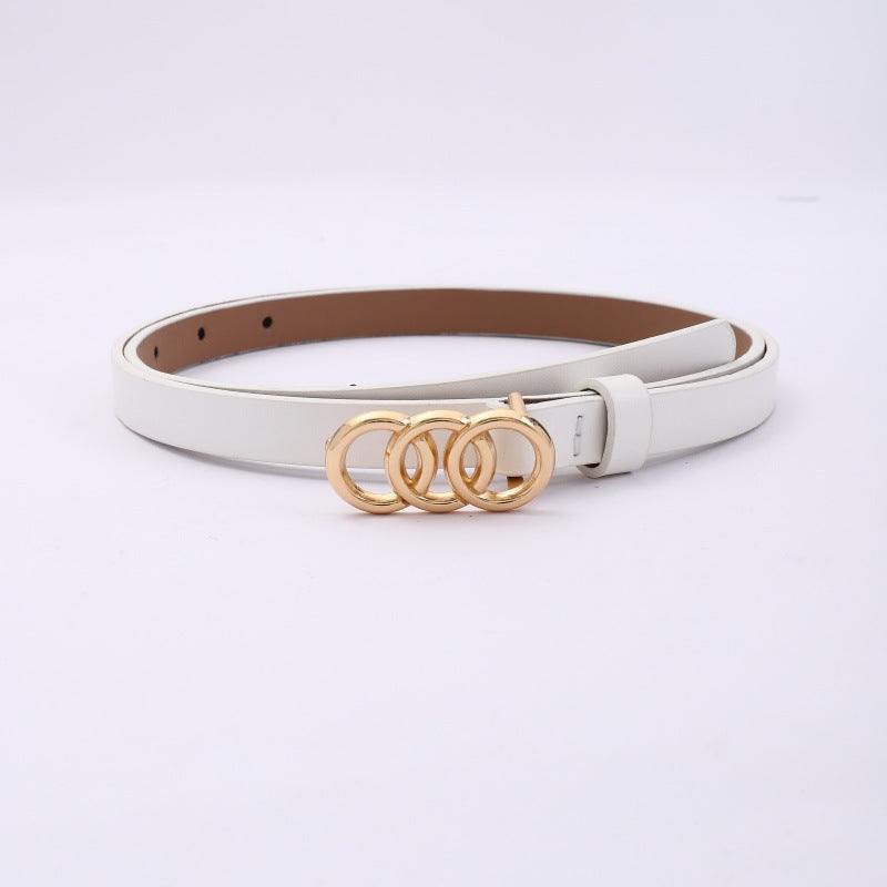 Ceinture fine à 3 anneaux pour femme, style rétro minimaliste