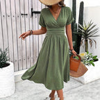 Robe tunique décontractée unie pour femme