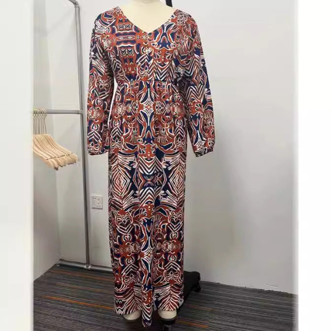 Robe longue amincissante imprimée
