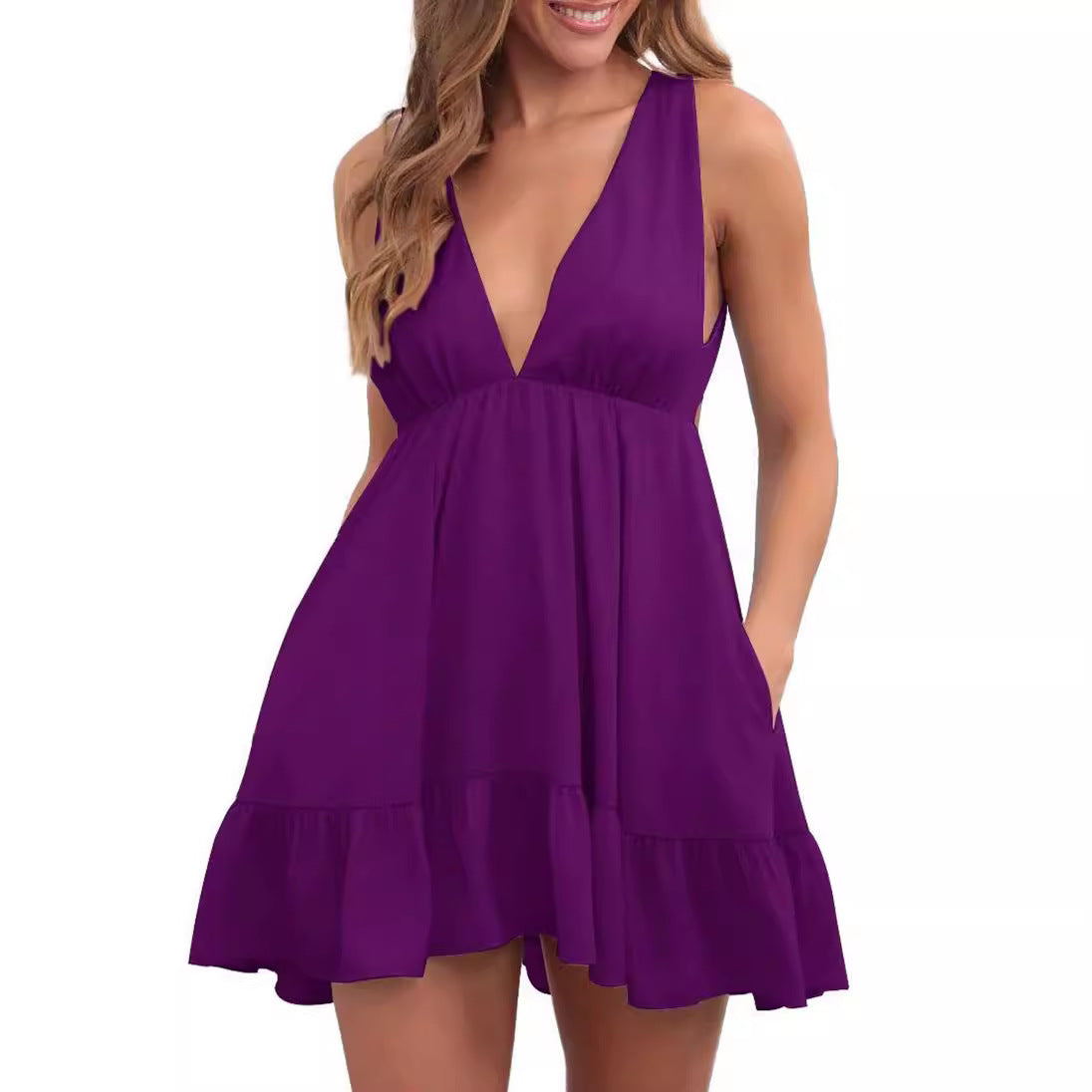 Robe sans manches à dos nu pour femme