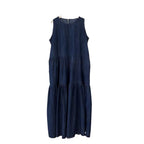 Robe mi-longue en jean sans manches pour femme
