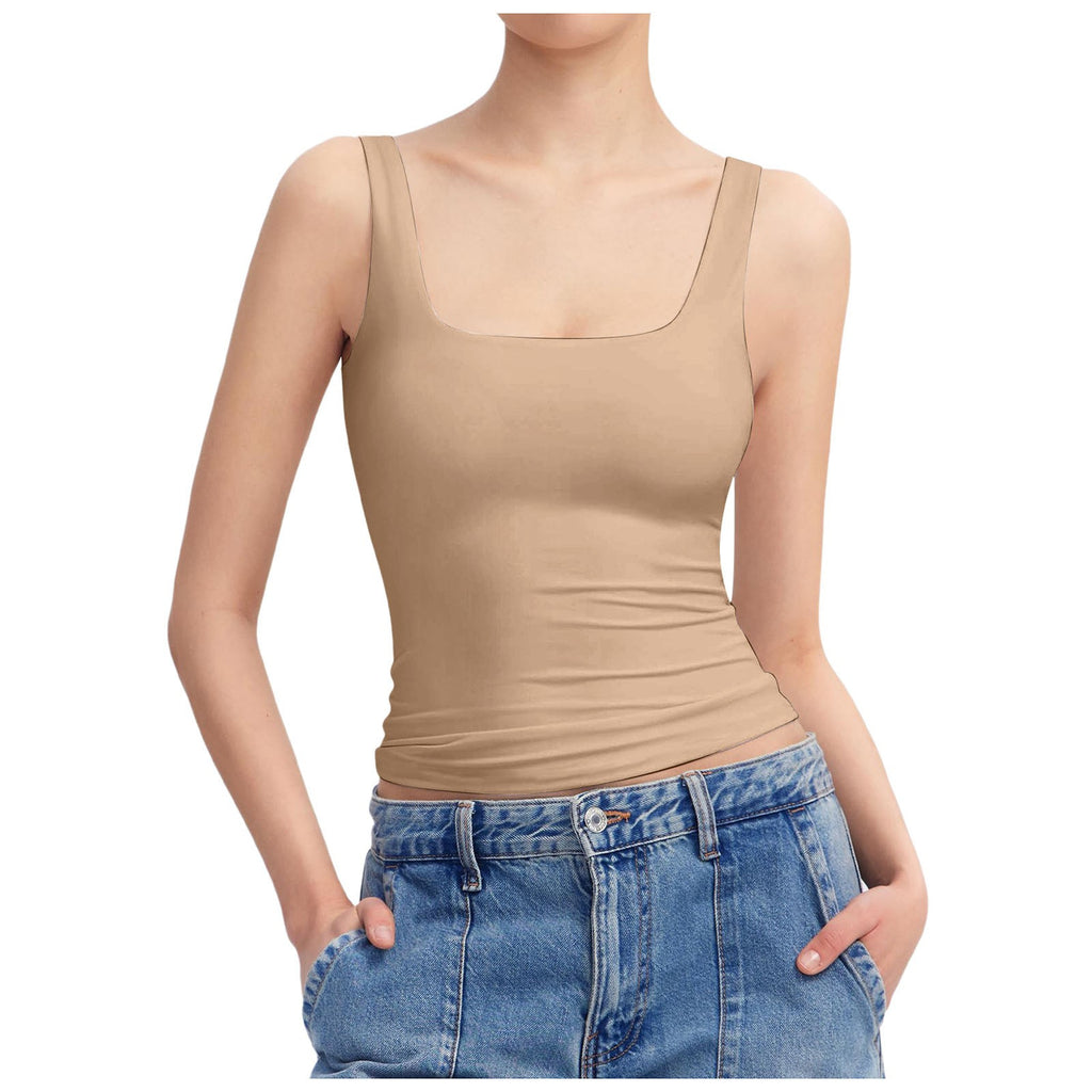 Gilet d'été sans manches à col carré pour femmes