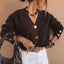 Manteau cardigan en maille à boucles métalliques pour femme