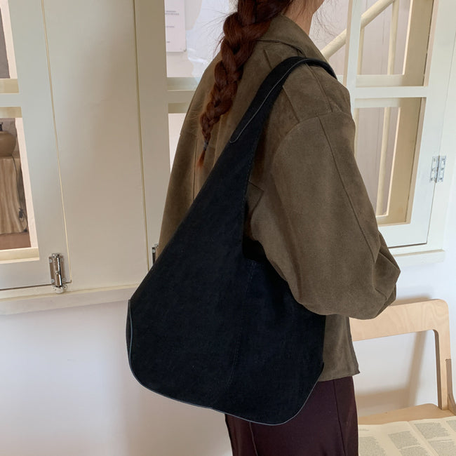 Sac fourre-tout tendance de grande capacité doublé en suède pour femme Main Image