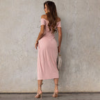Robe Femme Taille Serrée Couleur Unie Tendance