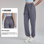 Pantalon fuselé droit taille haute ample pour femme