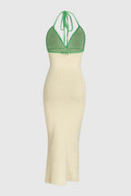 Robe sexy en maille à fines bretelles, dos nu et col en V