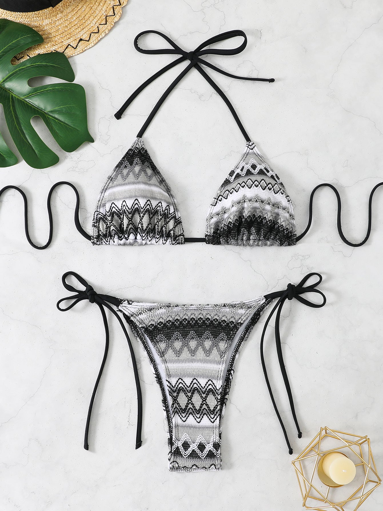 Maillot de bain deux pièces en tricot pour femme