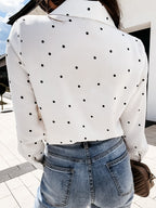 Chemise à manches longues, coupe cintrée, à pois et à poches