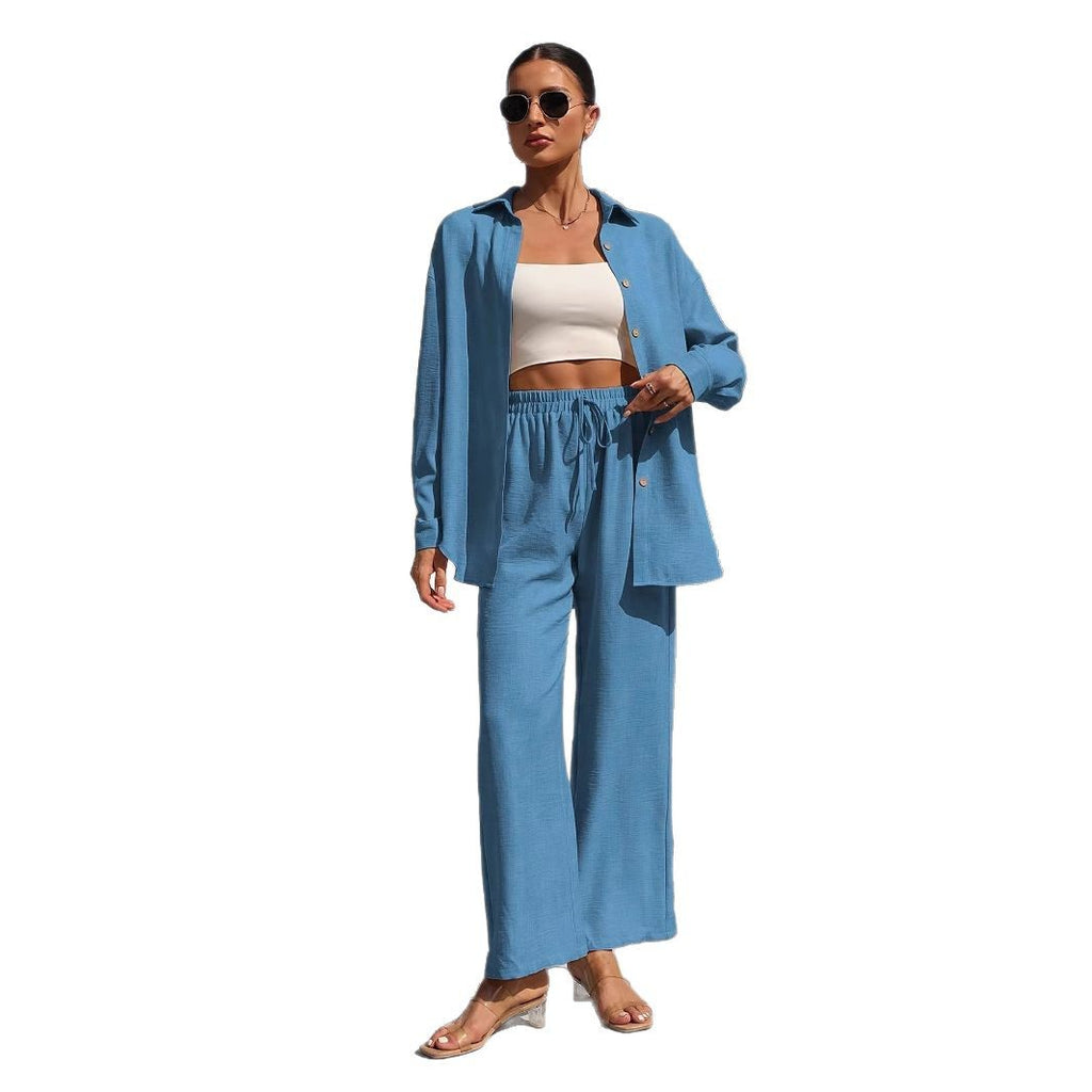 Ensemble Deux Pièces Femme Grande Taille Cardigan Manches Longues Élégant Costume Décontracté Couleur Unie