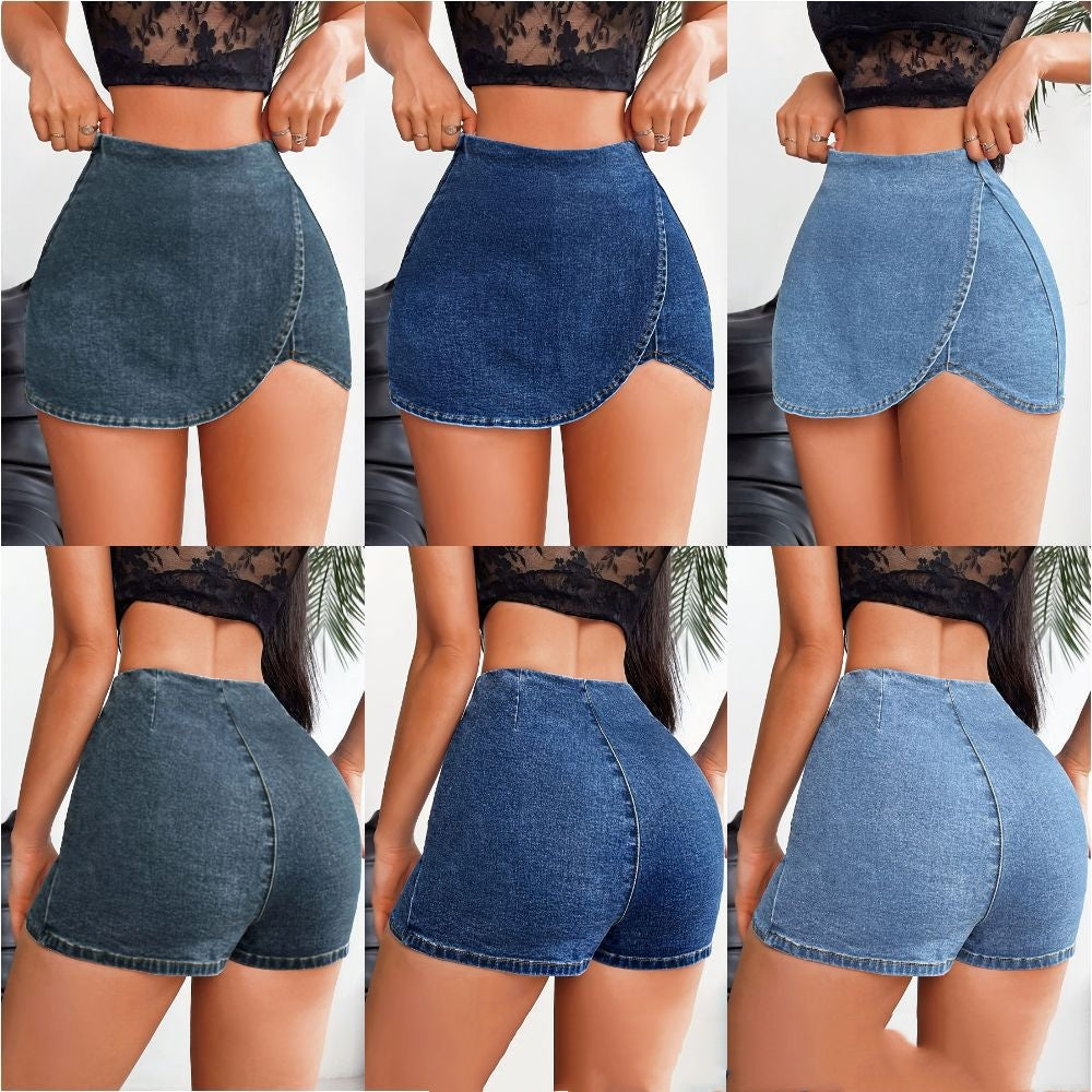 Mini-short en jean moulant pour femme
