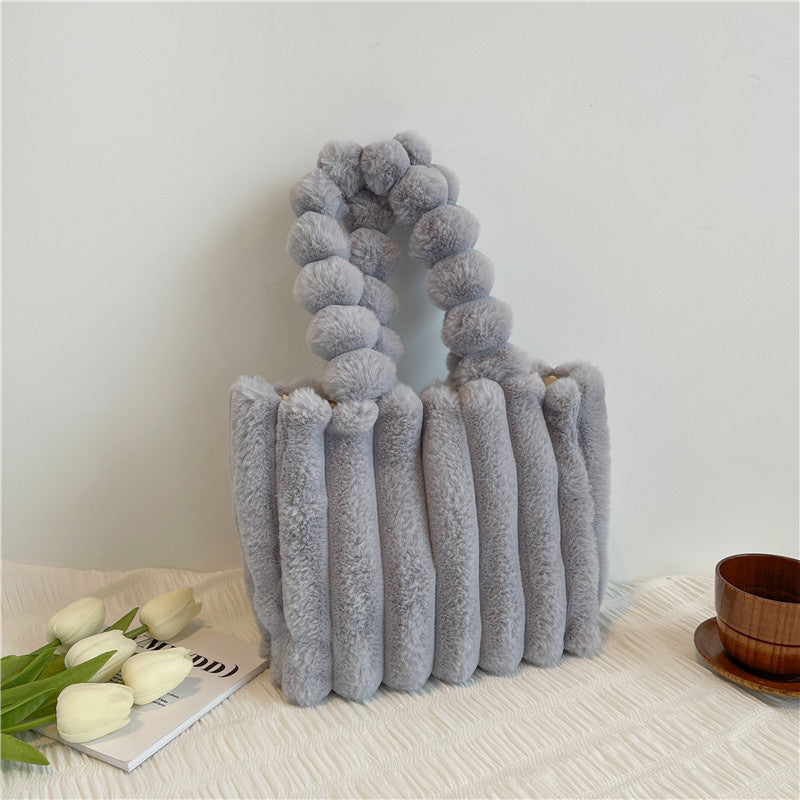 Nouveau Sac à Main en Peluche Portable Grande Capacité à Bandoulière Unique pour Femmes