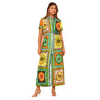 Robe Lacée Imprimée Mode Taille Haute Femme