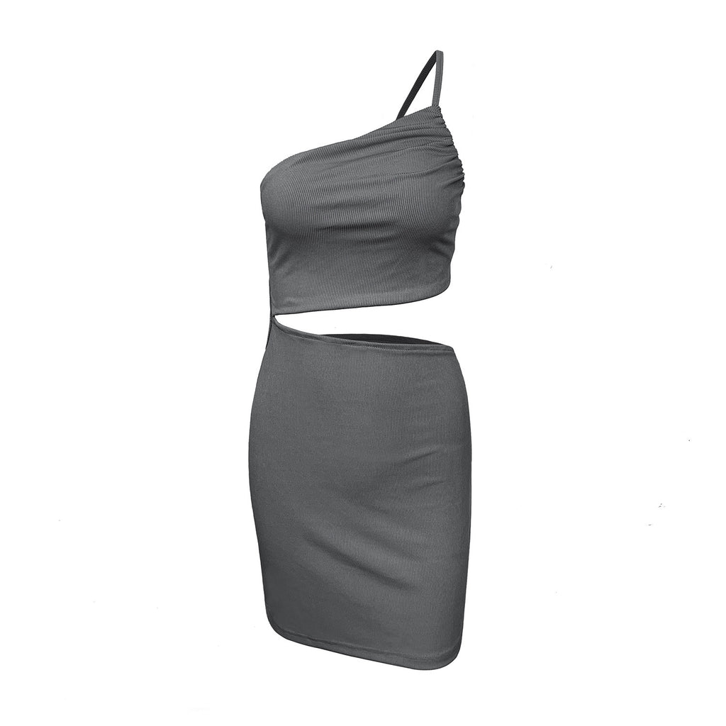 Robe femme avec cordon de serrage, style créateur, coupe ajustée, épaules dénudées