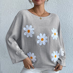 Pull en maille ample Sweet Flowers pour femmes