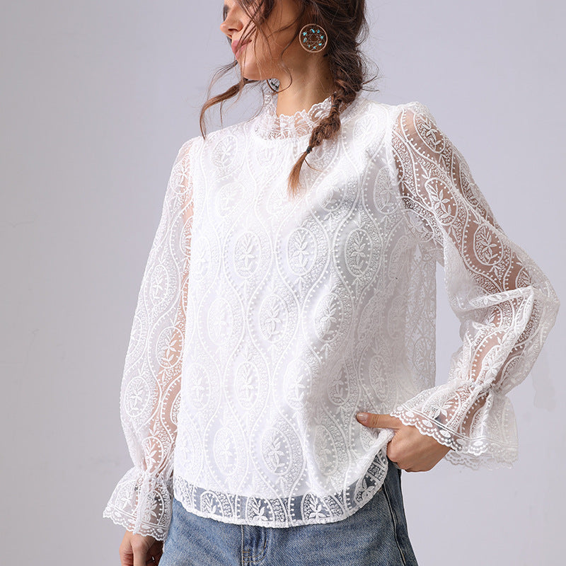 Chemise Mode Femme Broderie Creuse