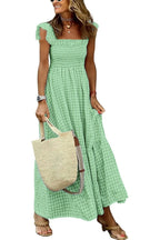 Robe plissée à volants imprimé écossais été, mode INS, sans manches, coupe trapèze, ample, pour la plage, vêtements pour femmes